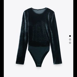 Velvet shoulder pad bodysuit